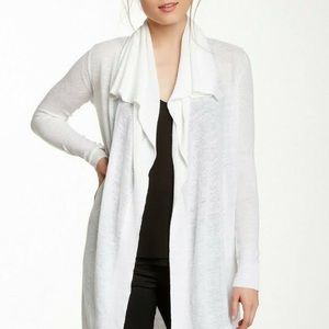 Theory Linen Blend Cardigan Light Sweater White size Small